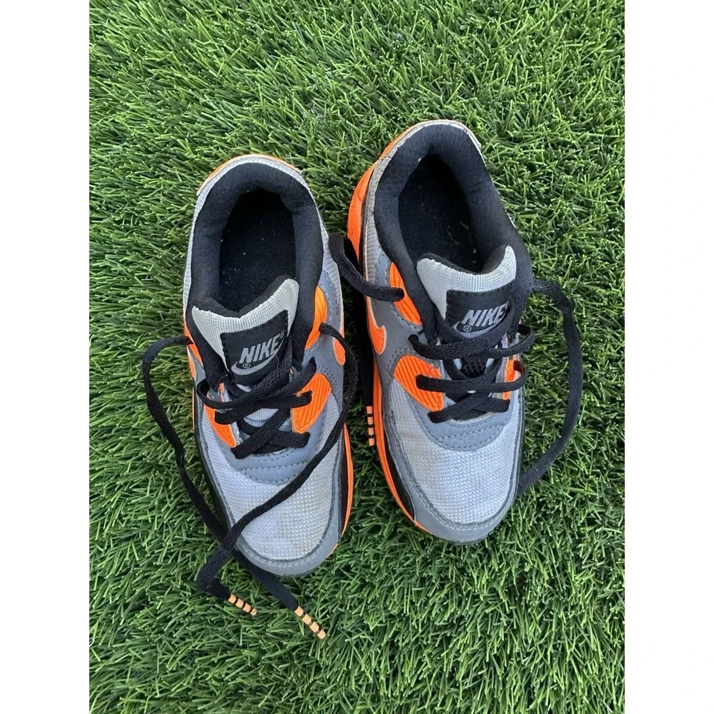 Nike Air Max 90 Toddler Gray Black Orange Shoes Size 10C 408110-036